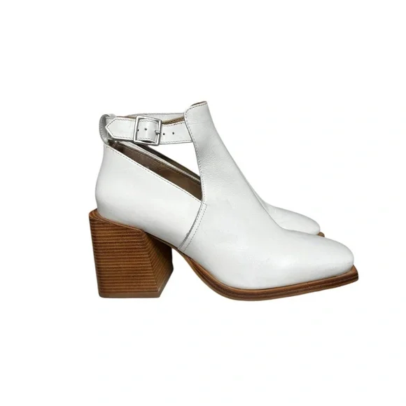 🌻NEW NWOT Free People Brady White Leather Buckle Booties Size 10 - Picture 5 of 12